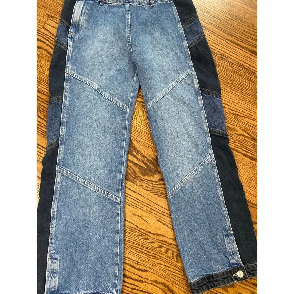 We The Free Moonlit Moto Slim Bootcut Colorblock jeans with button cuff - Picture 4 of 16